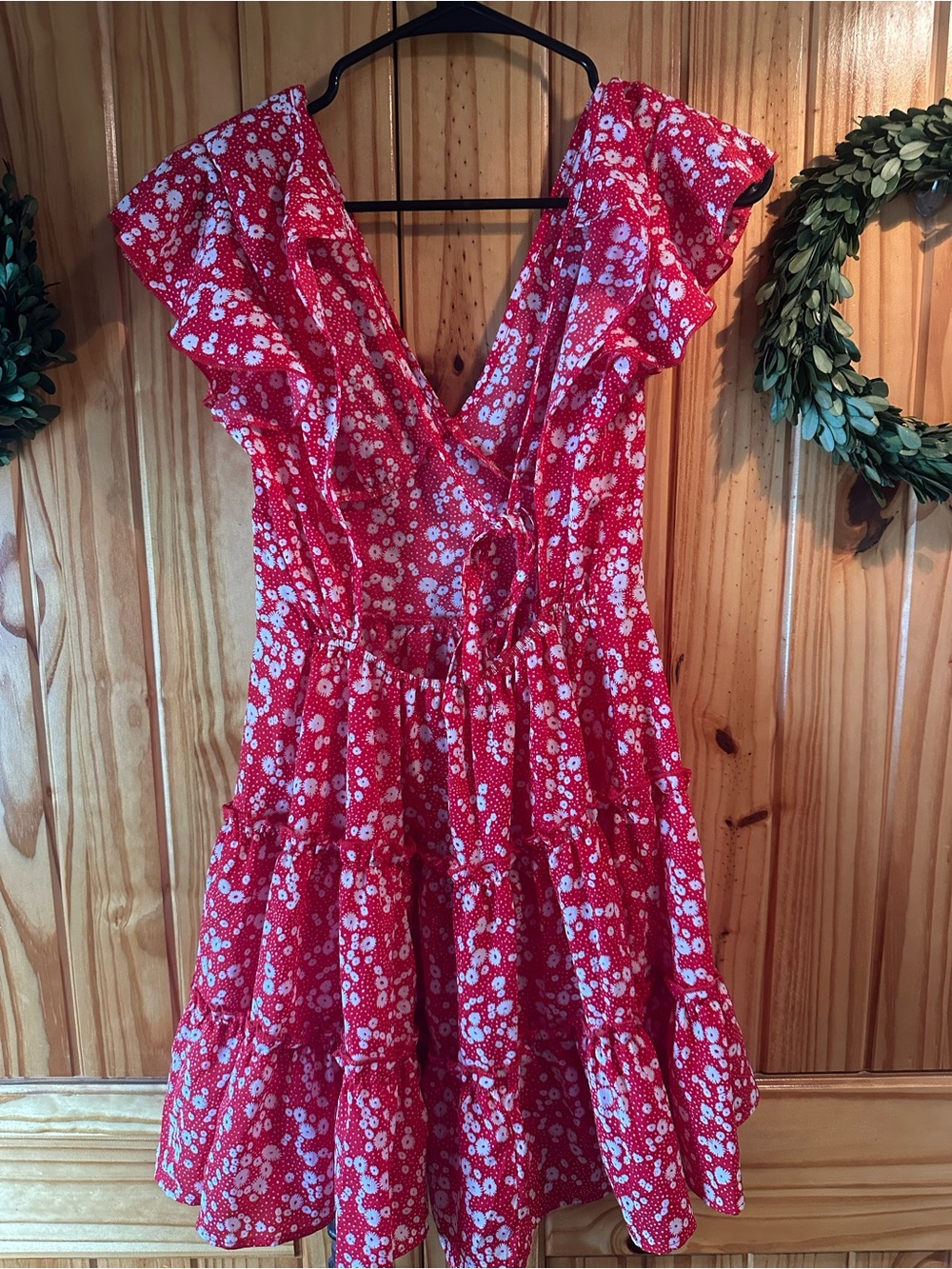 SHEIN Red Floral Ruffle Mini Dress - Picture 1 of 3